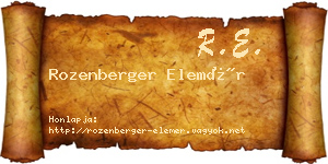 Rozenberger Elemér névjegykártya